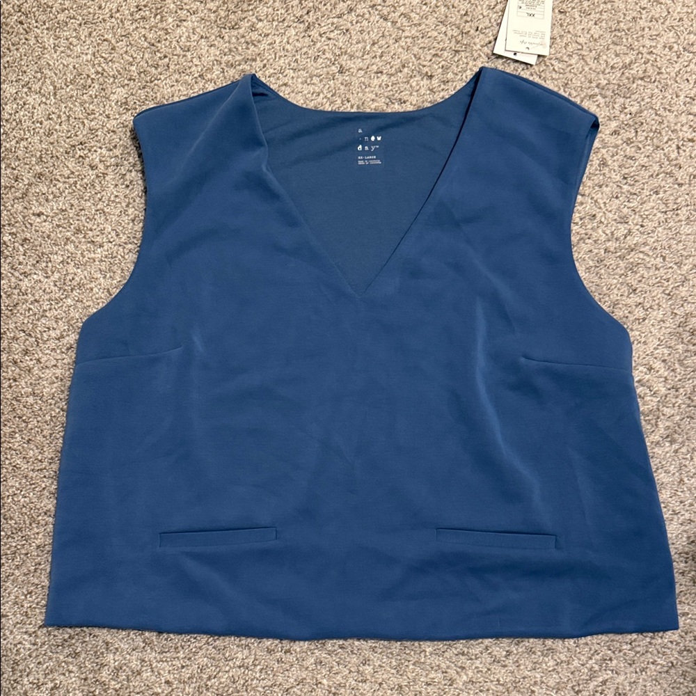 a new day Deep Blue V-Neck Sleeveless Tank Top